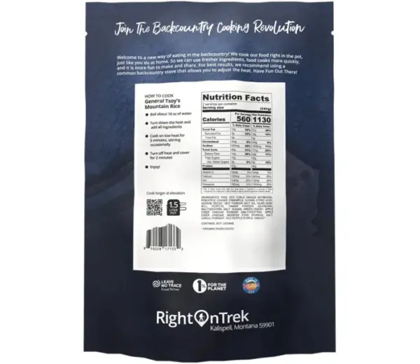 Right On Trek General Tso's Rice Meal for Backpacking - Single Serve - Image 3