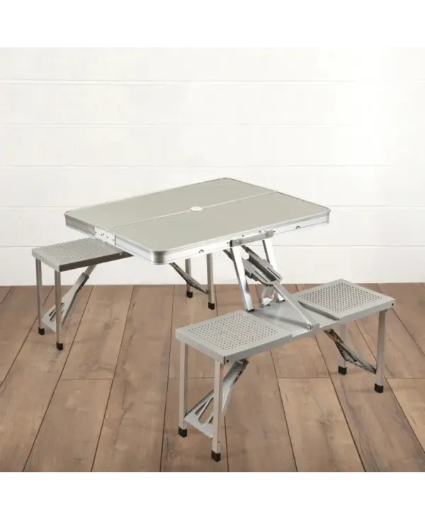 Portable Aluminum Picnic Table & Seats - Compact Set - Image 3