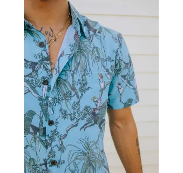 Vagabond Button Up Shirt by Bajallama - On Our Way Up Design - Image 3