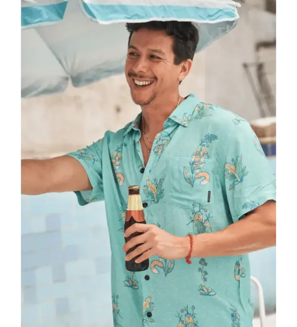 Bajallama Men's Floral Button Down Shirt - Nighthawk Pattern