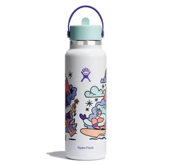 Hydro Flask 40oz Wide Mouth Water Bottle with Flex Straw Cap - Limited Edition Hannah Eddy Glacier - Image 3