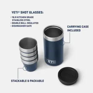 YETI Stainless Steel Shot Glass Set with Travel Case