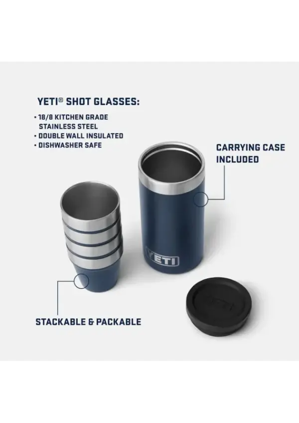 YETI Stainless Steel Shot Glass Set with Travel Case
