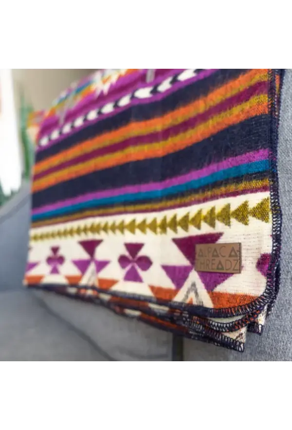 Alpaca Wool Blanket in Amethyst - Soft Andean Throw by Alpaca Threadz - Image 4