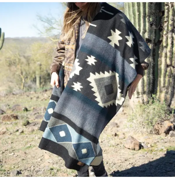 Blue Alpaca Wool Throw Blanket - Soft & Warm with Alpaca Pattern by Alpaca Threadz - Image 4