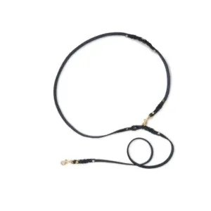 Molly And Stitch Adjustable Leather Dog Leash - Navy Blue, 3 Lengths