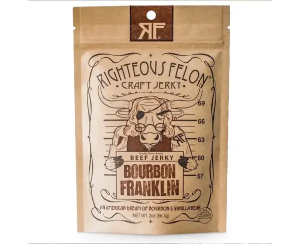 Righteous Felon Bourbon Beef Jerky Franklin Smoked Snack