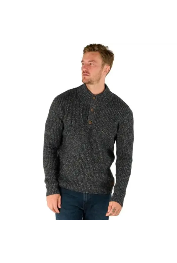 Sherpa Men's Ranga Button-Front Mock Neck Sweater