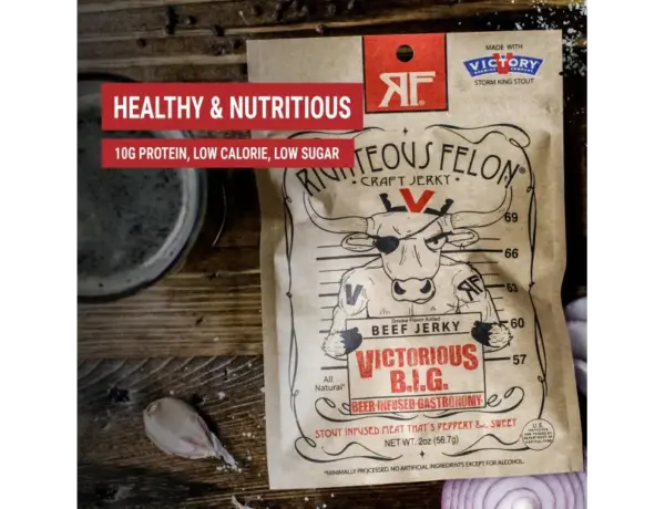Righteous Felon Biggie Beef Jerky - Premium Smoked Meat Snack