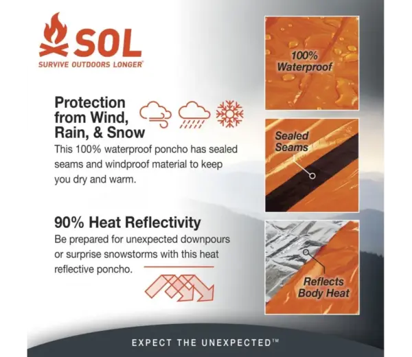 SOL Emergency Heat Reflective Survival Poncho - Image 3