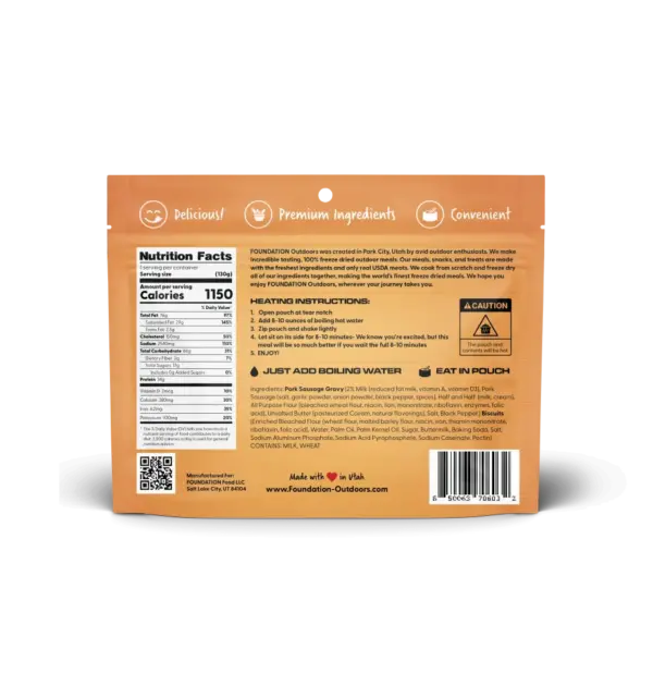 FOUNDATION Backpacking Biscuits & Gravy Meal - Ready in Minutes - Image 4