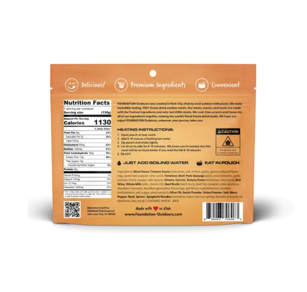 Dehydrated Spaghetti Bolognese by Foundation Outdoors Camping Meal - Image 4