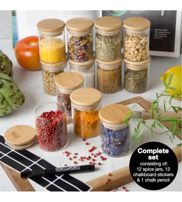 12-Piece Glass Spice Jar Set with Lids - Moritz & Moritz - Image 4