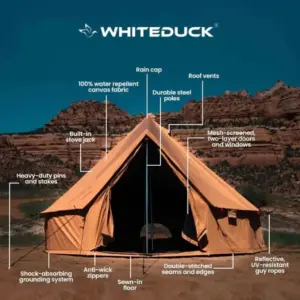 10ft Spacious White Duck Canvas Bell Tent - Regatta