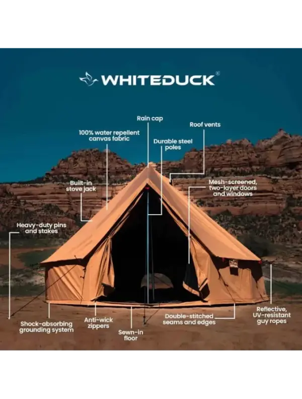 10ft Spacious White Duck Canvas Bell Tent - Regatta