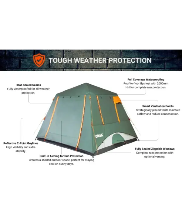 Crua Noir 6 Tent - Full Coverage Fly & Sun Awning - Image 4