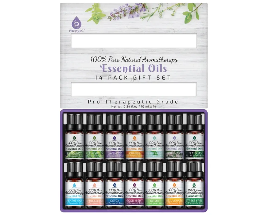 100% Pure Essential Oils 8-Pack Aromatherapy Set by Pursonic