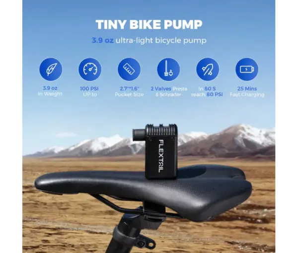Compact Bike Pump Portable - Flextail Mini Air Pump for Bicycles - Image 4
