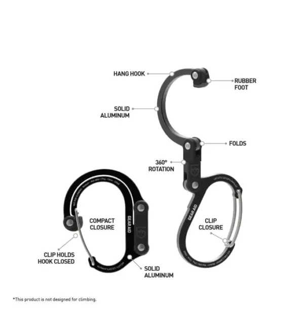 Gear Aid Heroclip Medium Carabiner Clip with Hook - Image 4