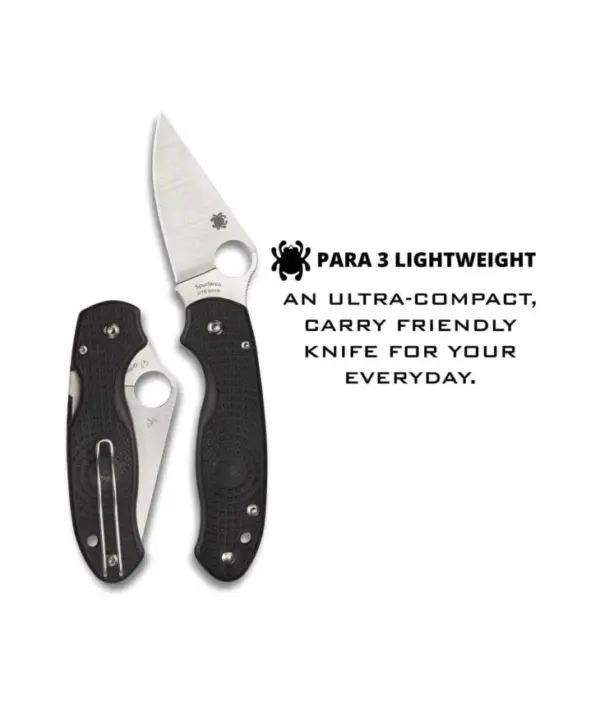 Spyderco Para 3 Lightweight Folding Knife - Black Plain Edge - Image 5