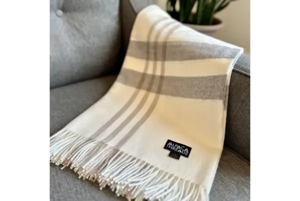 Alpaca Wool Blanket Cobalt Blue - Andean Handmade by Alpaca Threadz