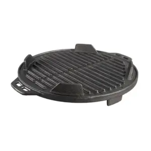 Lodge 12 Inch Cast Iron Grill Pan - Portable Round Outdoor Cooking
