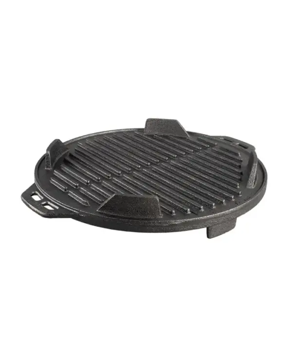 Lodge 12 Inch Cast Iron Grill Pan - Portable Round Outdoor Cooking