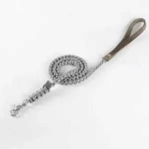 Molly And Stitch Grey Leather Dog Leash - Soft Touch Design