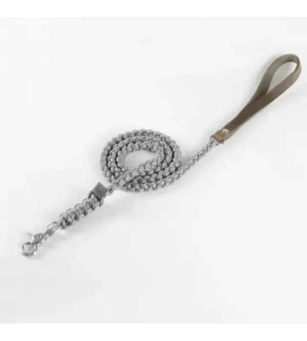 Molly And Stitch Grey Leather Dog Leash - Soft Touch Design