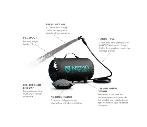 Nemo Helio LX Portable Pressure Shower for Camping - Image 4
