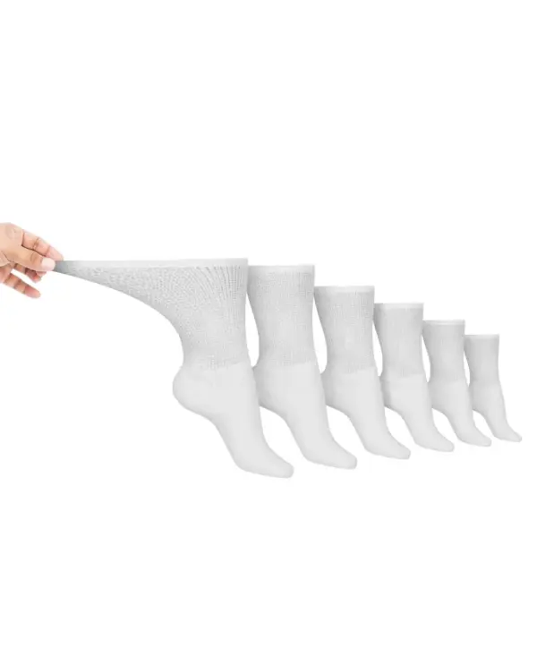 Men's Diabetic Socks Cotton Non-Binding Crew - 6 Pair Pack - Image 5