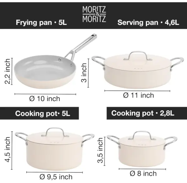 Moritz & Moritz 7-Piece Cast Aluminum Cookware Set with Lids - Image 5