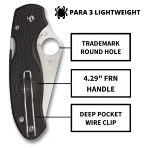 Spyderco Para 3 Lightweight Folding Knife - Black Plain Edge