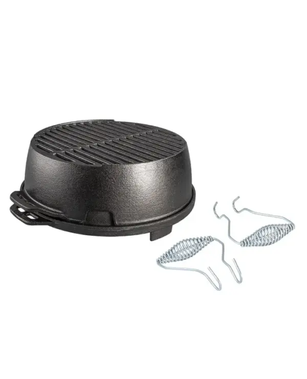 Lodge 12 Inch Cast Iron Grill Pan - Portable Round Outdoor Cooking - Image 5